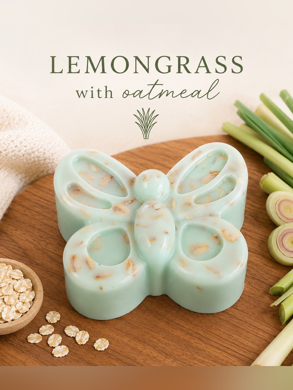 Lemongrass Goats Milk Soap, w/ Oatmeal, Handcrafted